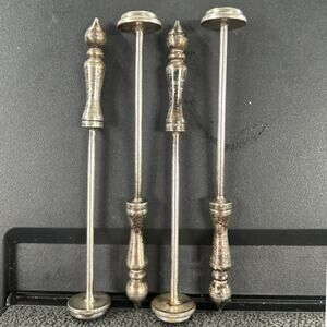 Set of 4 MCM Silver Plated Cocktail Muddlers Stirsticks
